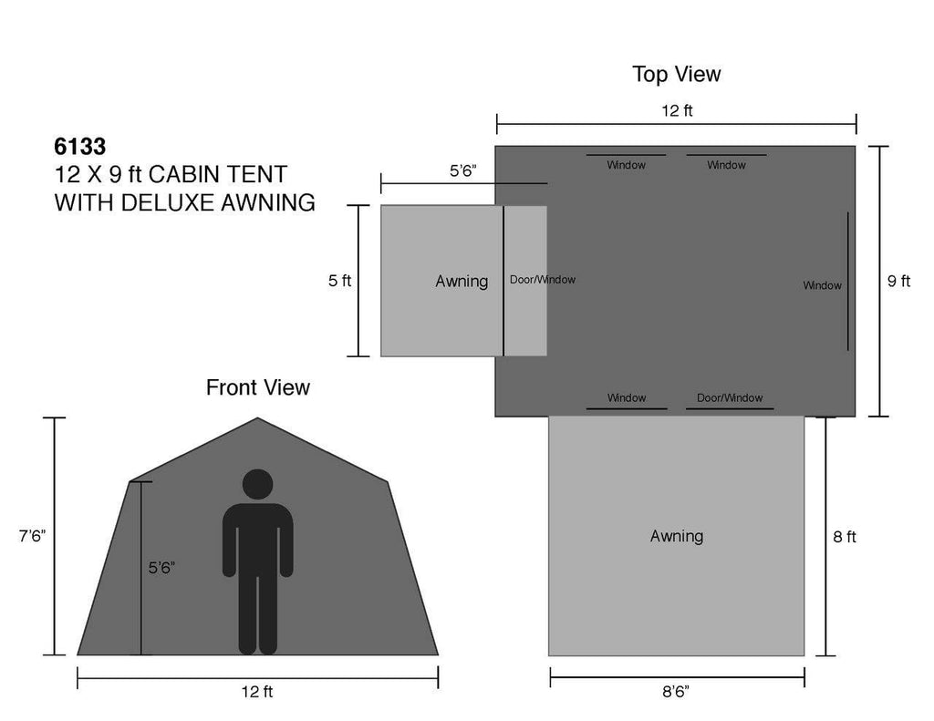 6-Person Cabin Tent with Deluxe Awning W2965