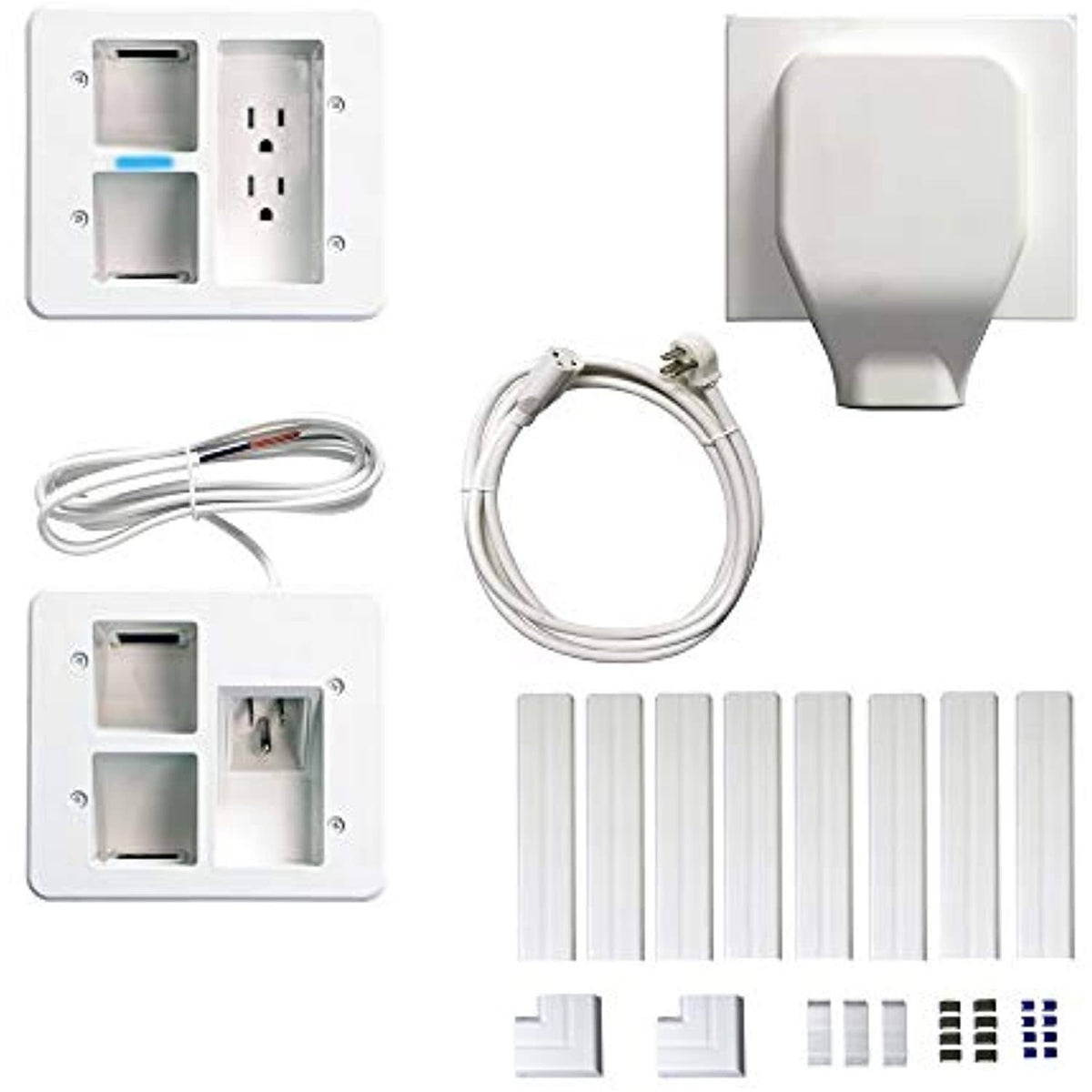 White Surge Protected Power Relocation Organizer Kit with Cable Management Raceway Covers H99980