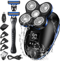 Head Shaver Electric Razor 6D Floating 5 in 1 Wet & Dry Waterproof Bald Head Shaver LED Display Rotary Gold Pack of 2 X212