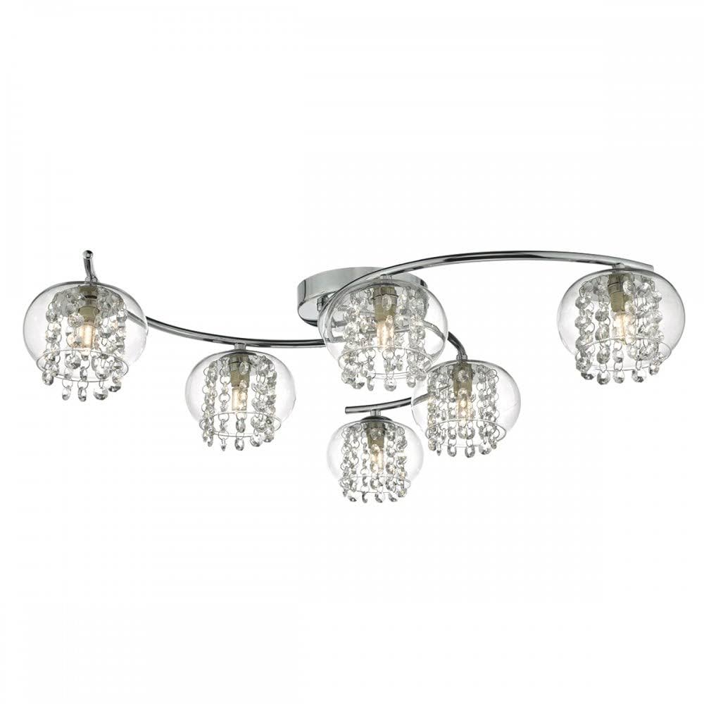 Polished Chrome Semi Flush Crystal Light L35538