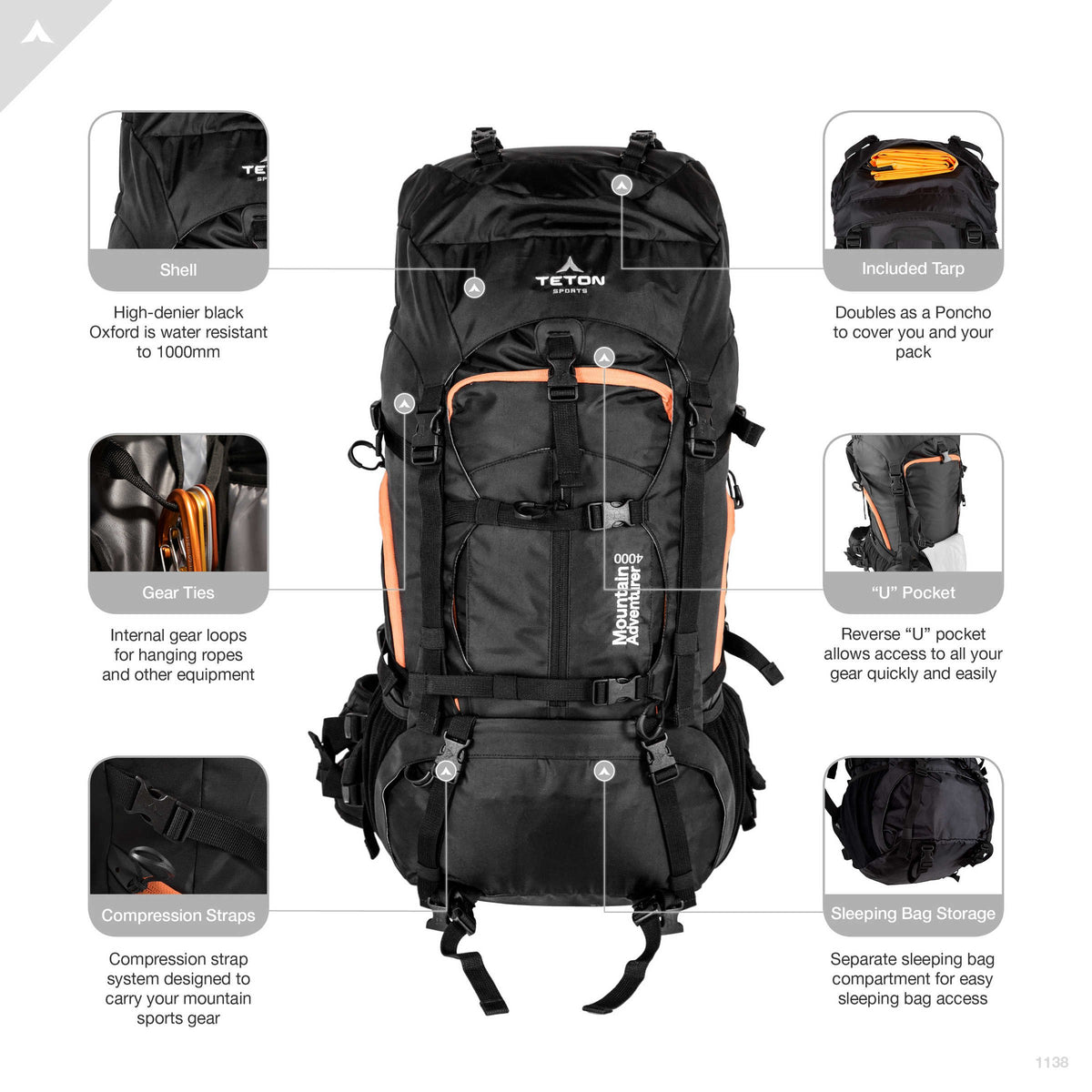 Black 66 ltr Backpacking Backpack H238