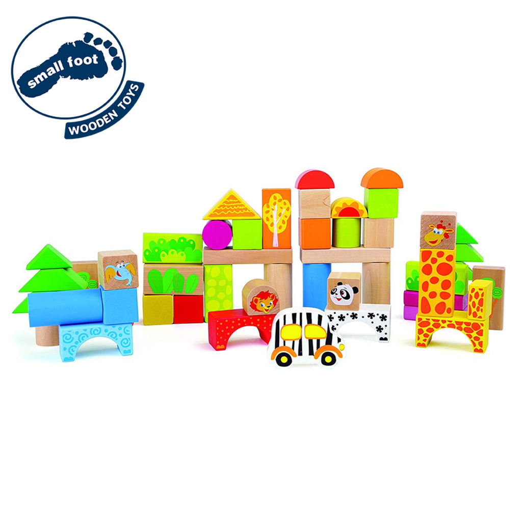 50 Piece Wooden Blocks Zoo Theme Playset O5701