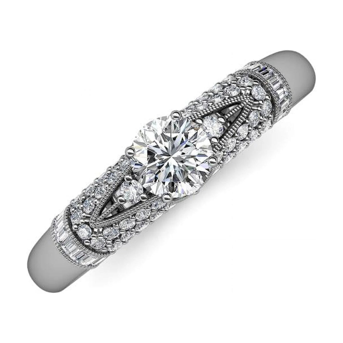 14K White Gold Moissanite Engagement Ring L9341
