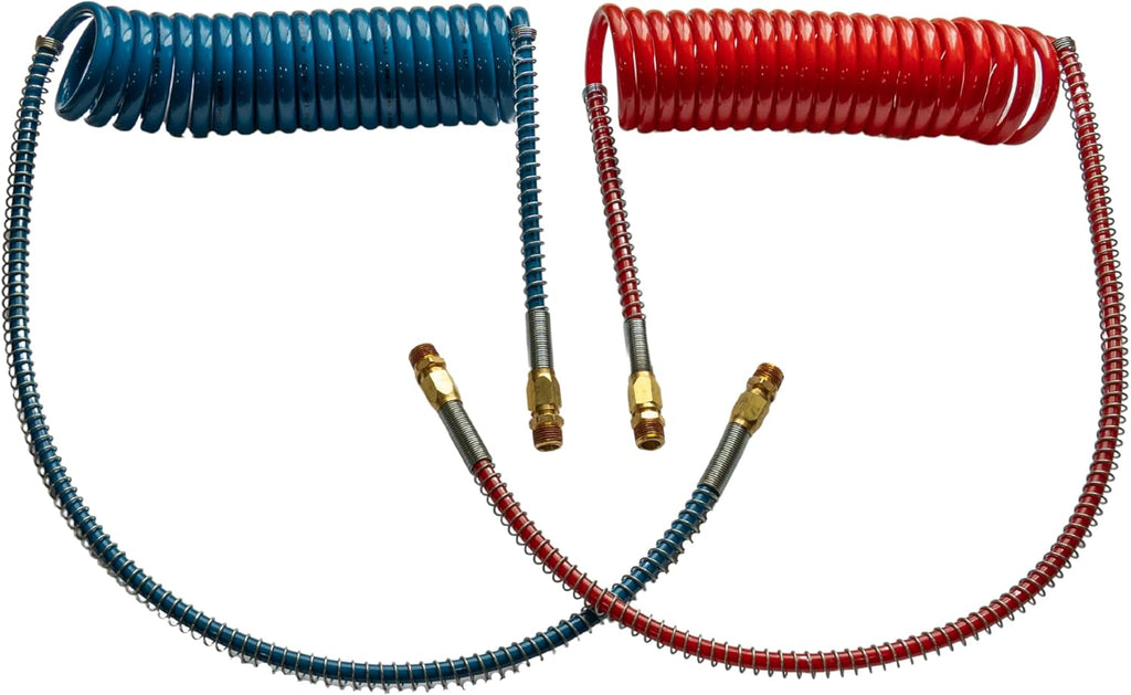 Red & Blue Coiled Air Brake Hoses with 12" & 40" Leads, Pack of 2 H52544
