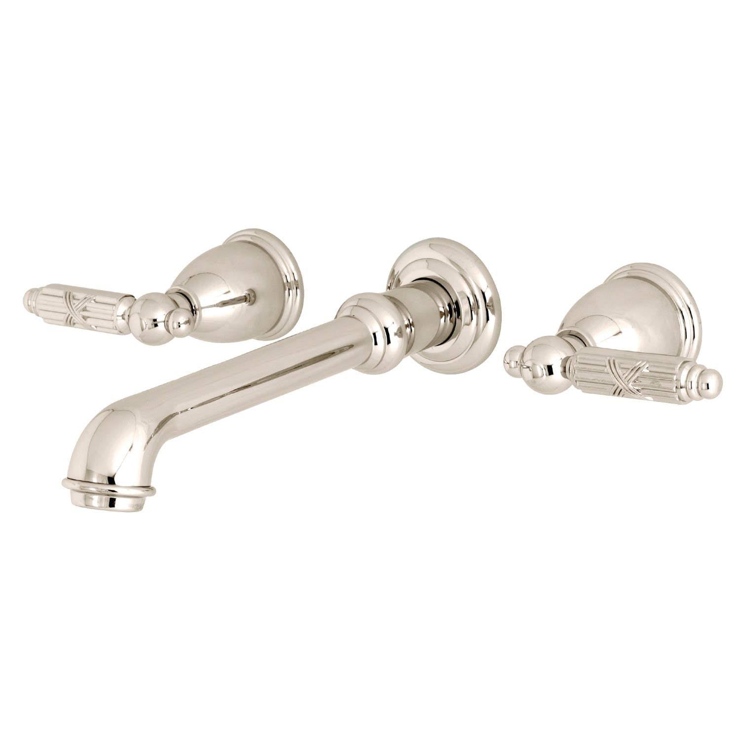 Polished Nickel 8-Inch Center Wall Mount Bathroom Faucet R73678