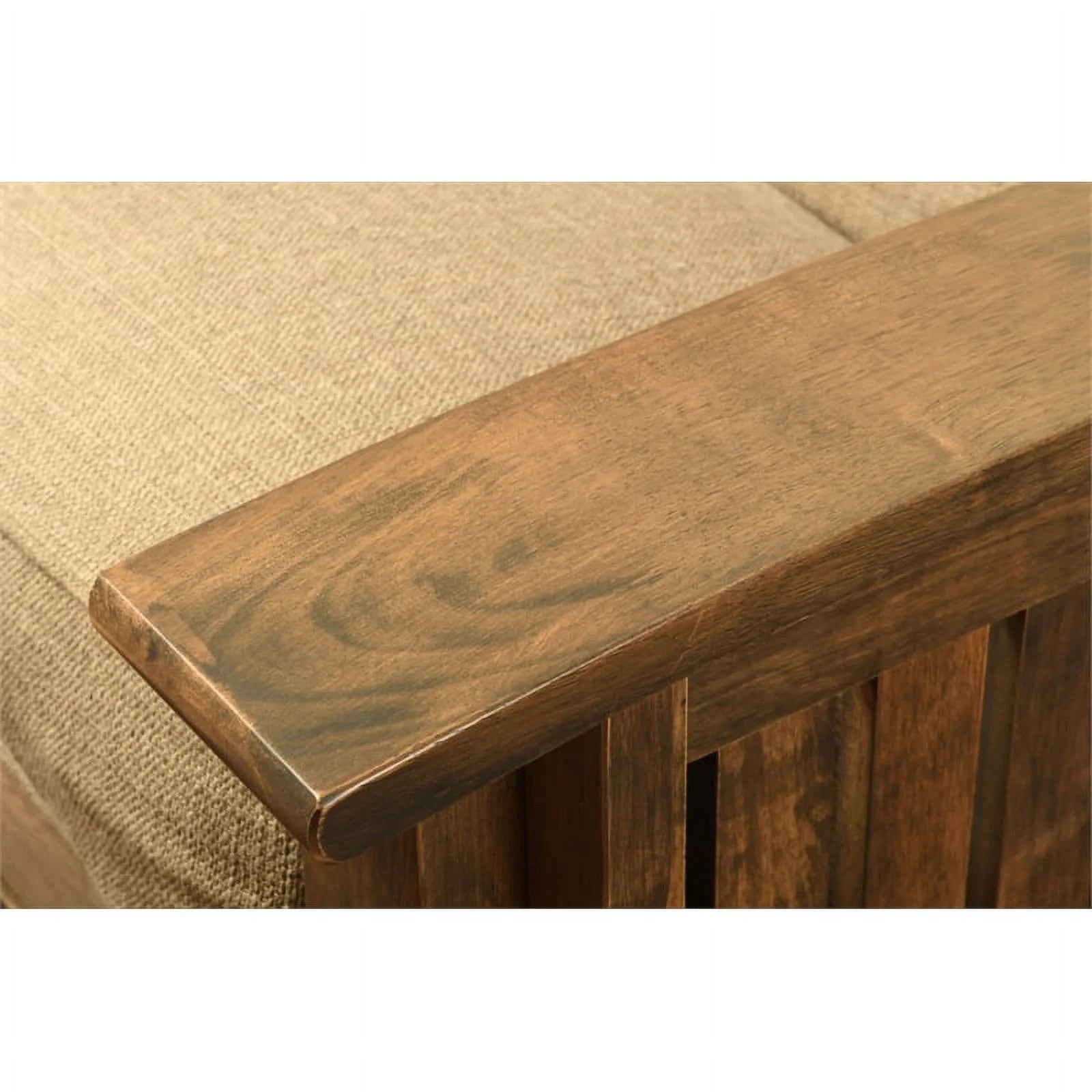Walnut Futon with Drawers and Suede Peat Mattress K27387