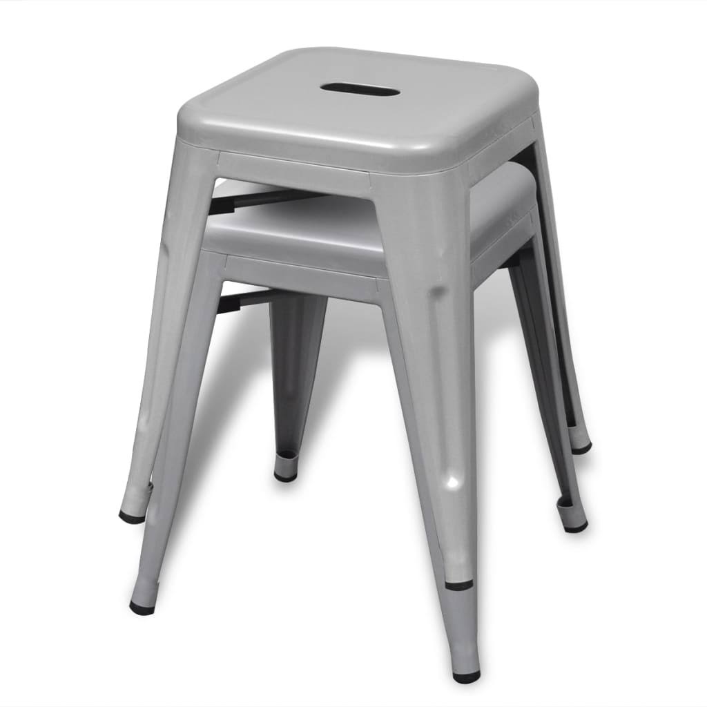 2 Pcs Stackable Metal Black Stools Q286