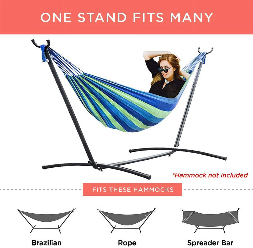 Black Steel Double Hammock Stand with Carrying Case X185648