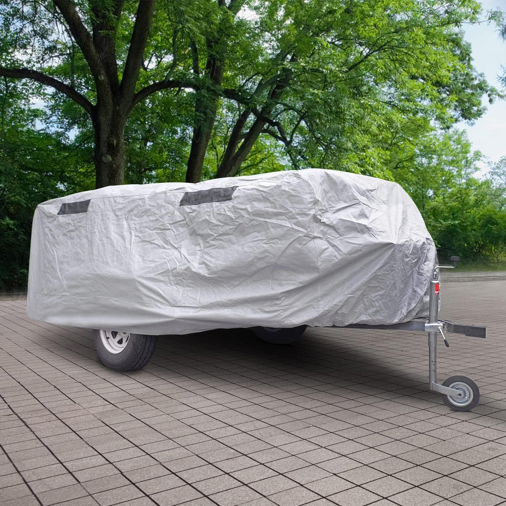 Pop Up Camper Cover Waterproof Ripstop Polypropylene Gray Fits 10' - 12' Trailers Q953