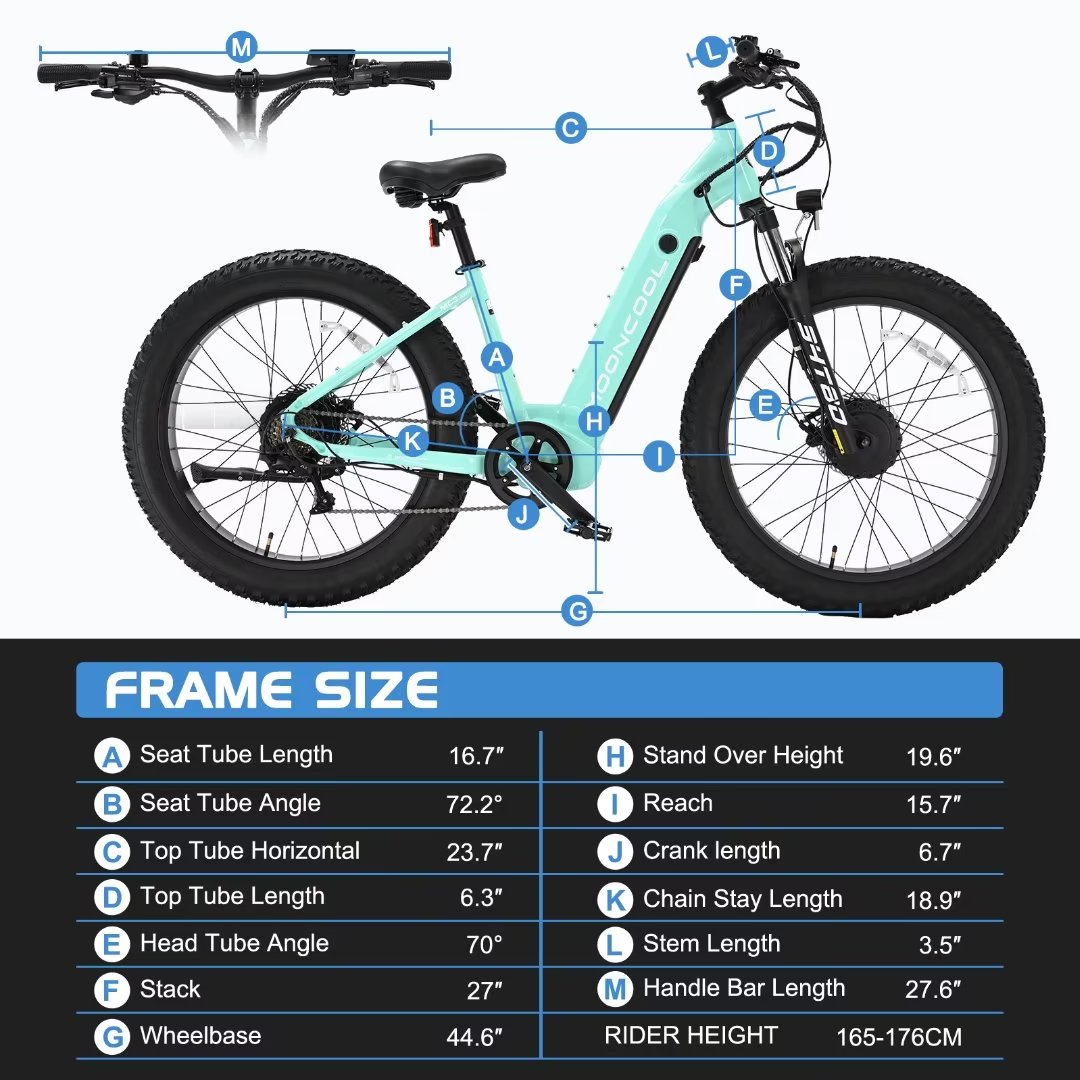 26" Fat Tire Electric Mountain Bike with Dual Motor Y2352