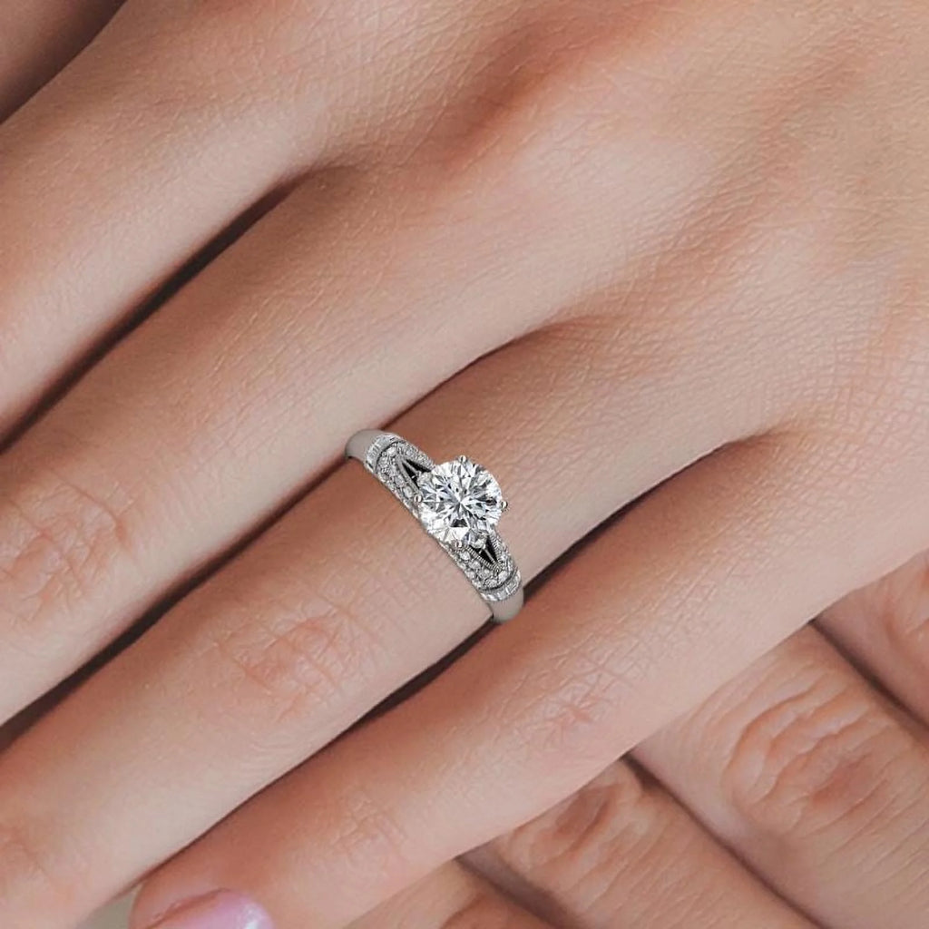 14K White Gold Moissanite Engagement Ring L9341