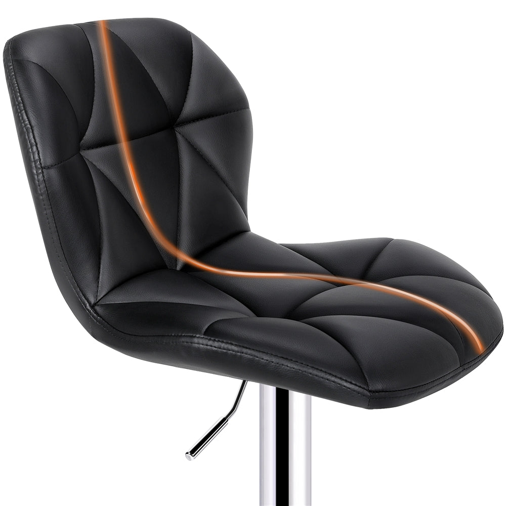 2pcs Adjustable PU Leather Swivel Bar Stools with Backrest, Black Q111