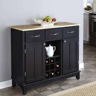Black 3 Drawer Wood Server D25932