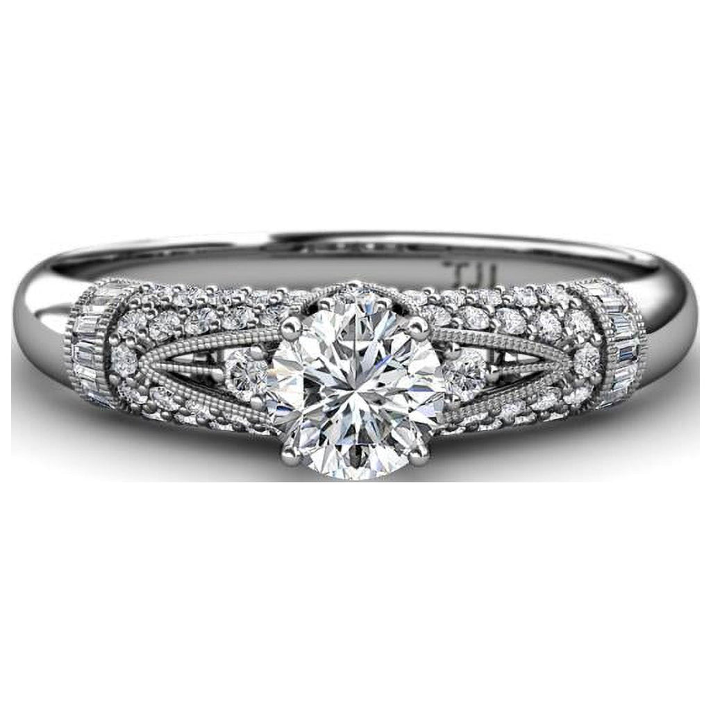 14K White Gold Moissanite Engagement Ring L9341