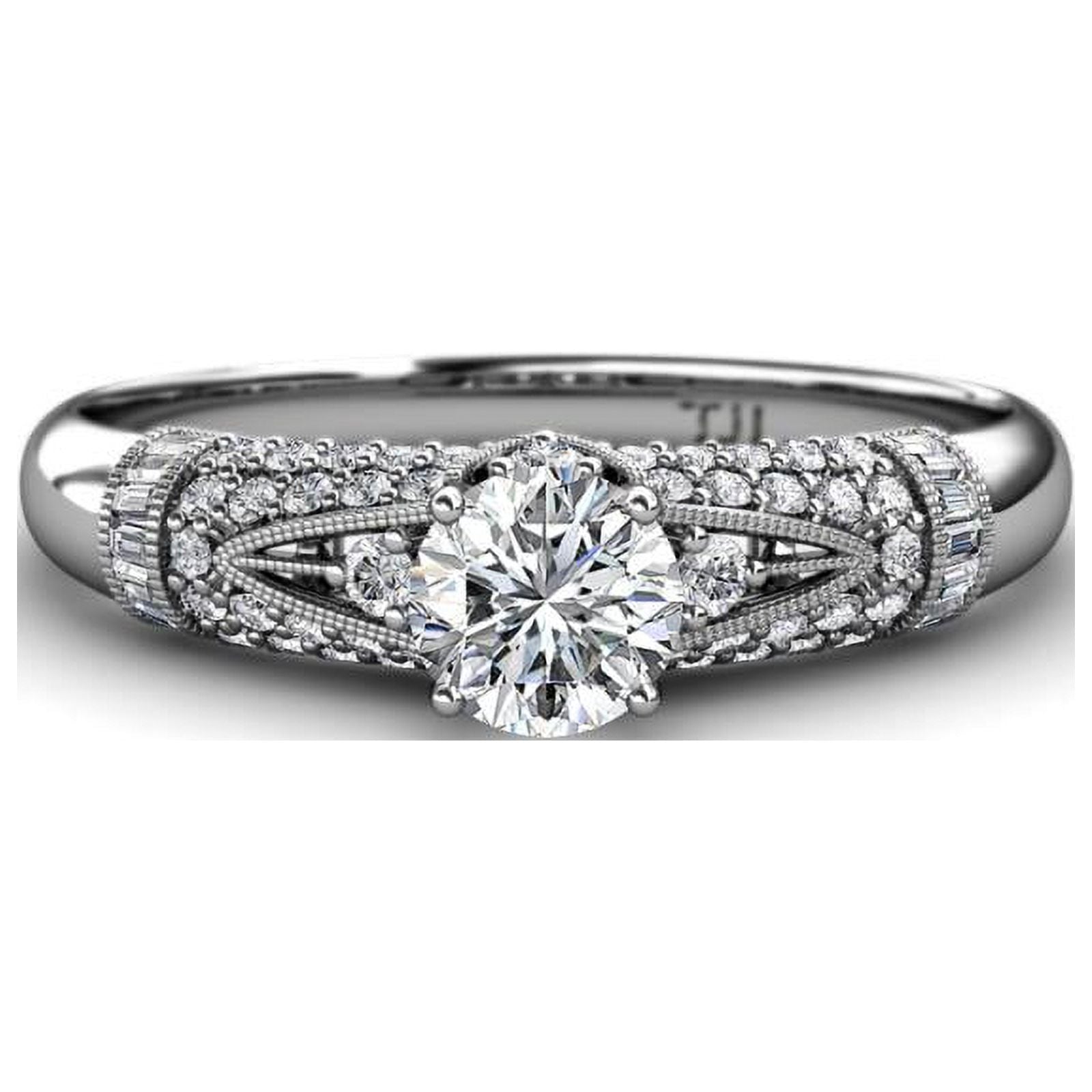 14K White Gold Moissanite Engagement Ring L9341