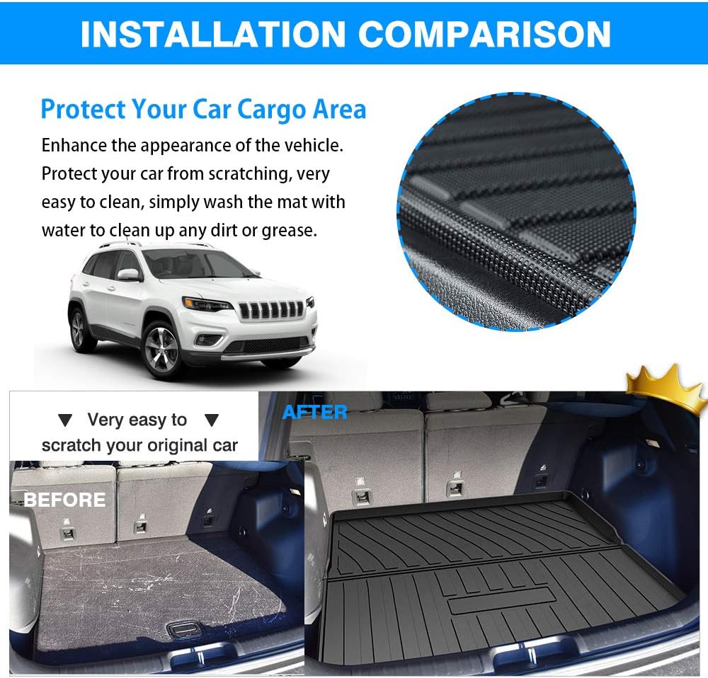 Custom Fit Cargo Liner Trunk Mat for Jeep Cherokee 2014-2021, Pack of 2 C946