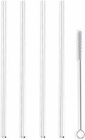 9" x 7 mm Reusable Straw 4 Pack with Cleaning Brush V846