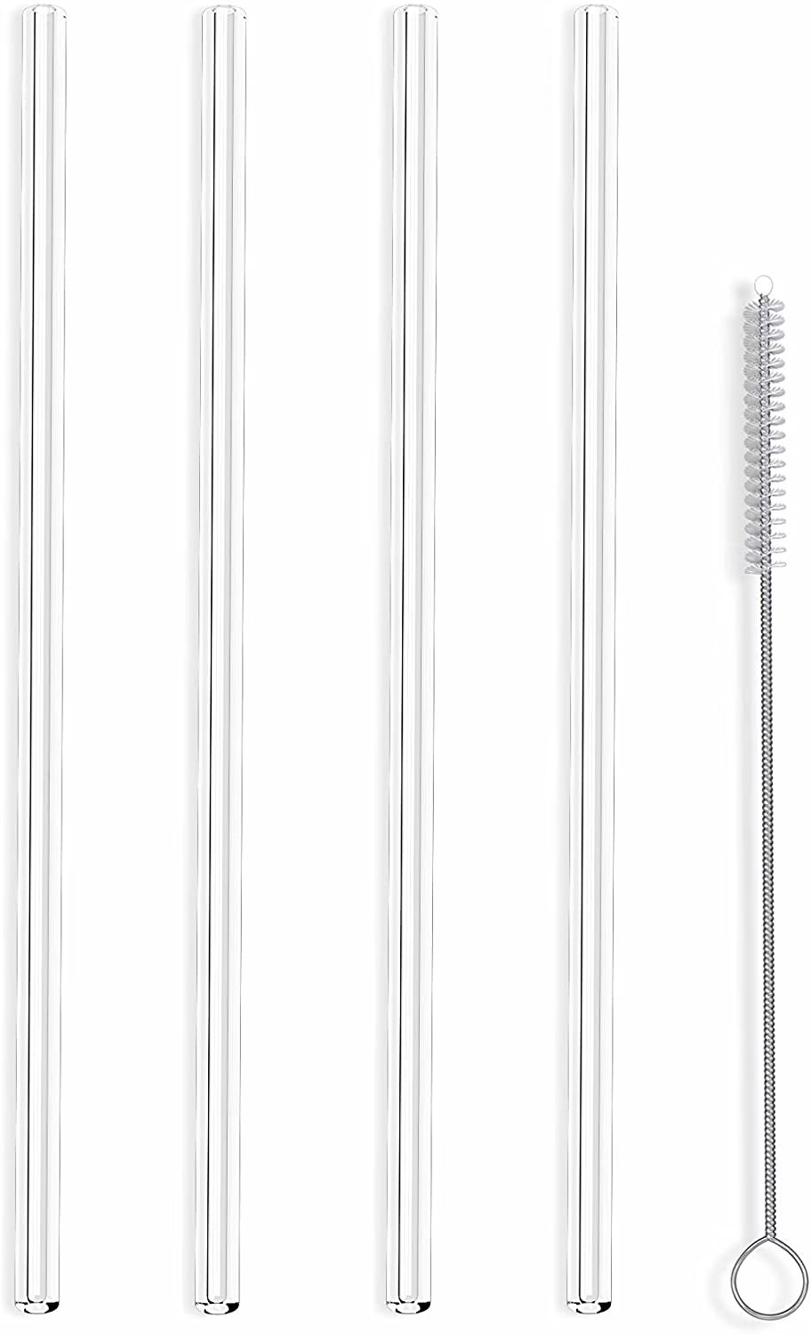 9" x 7 mm Reusable Straw 4 Pack with Cleaning Brush V846