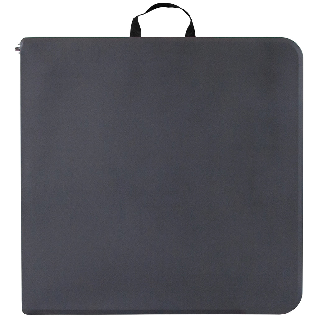 4-Foot Height Adjustable Dark Gray Plastic Folding Table with Carrying Handle E8367