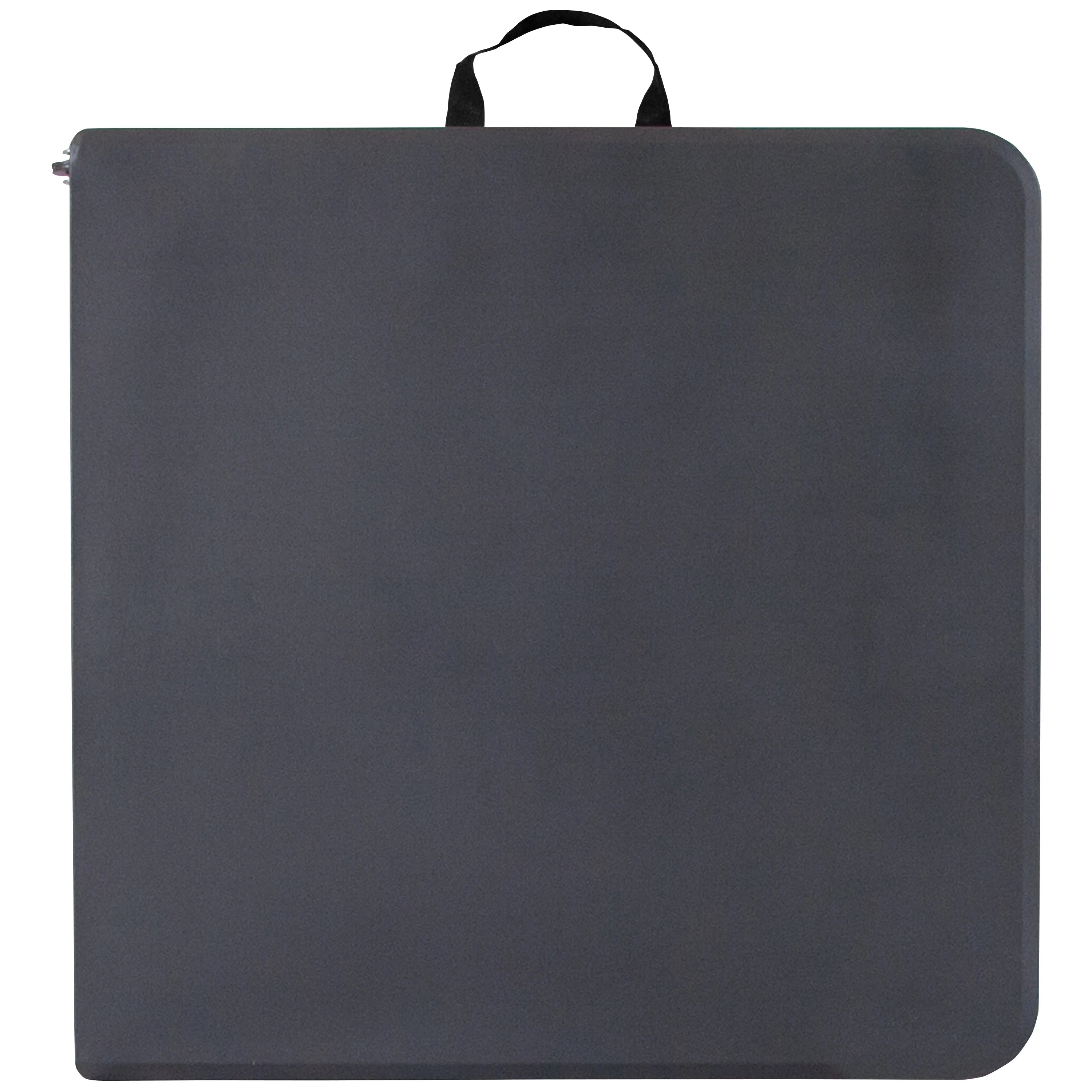 4-Foot Height Adjustable Dark Gray Plastic Folding Table with Carrying Handle E8367