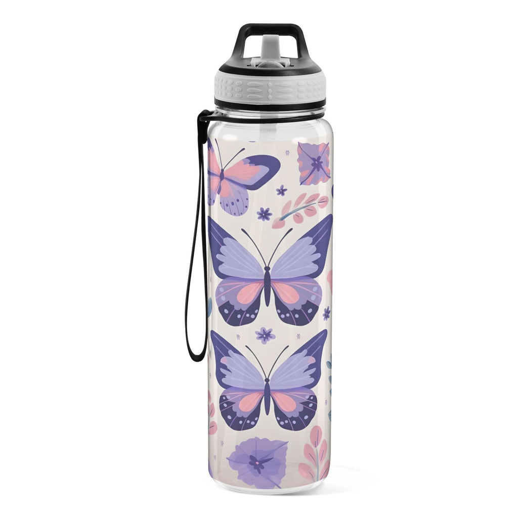 Purple 32oz Tritan Water Bottle with Straw Leakproof BPA Free Clear J640711