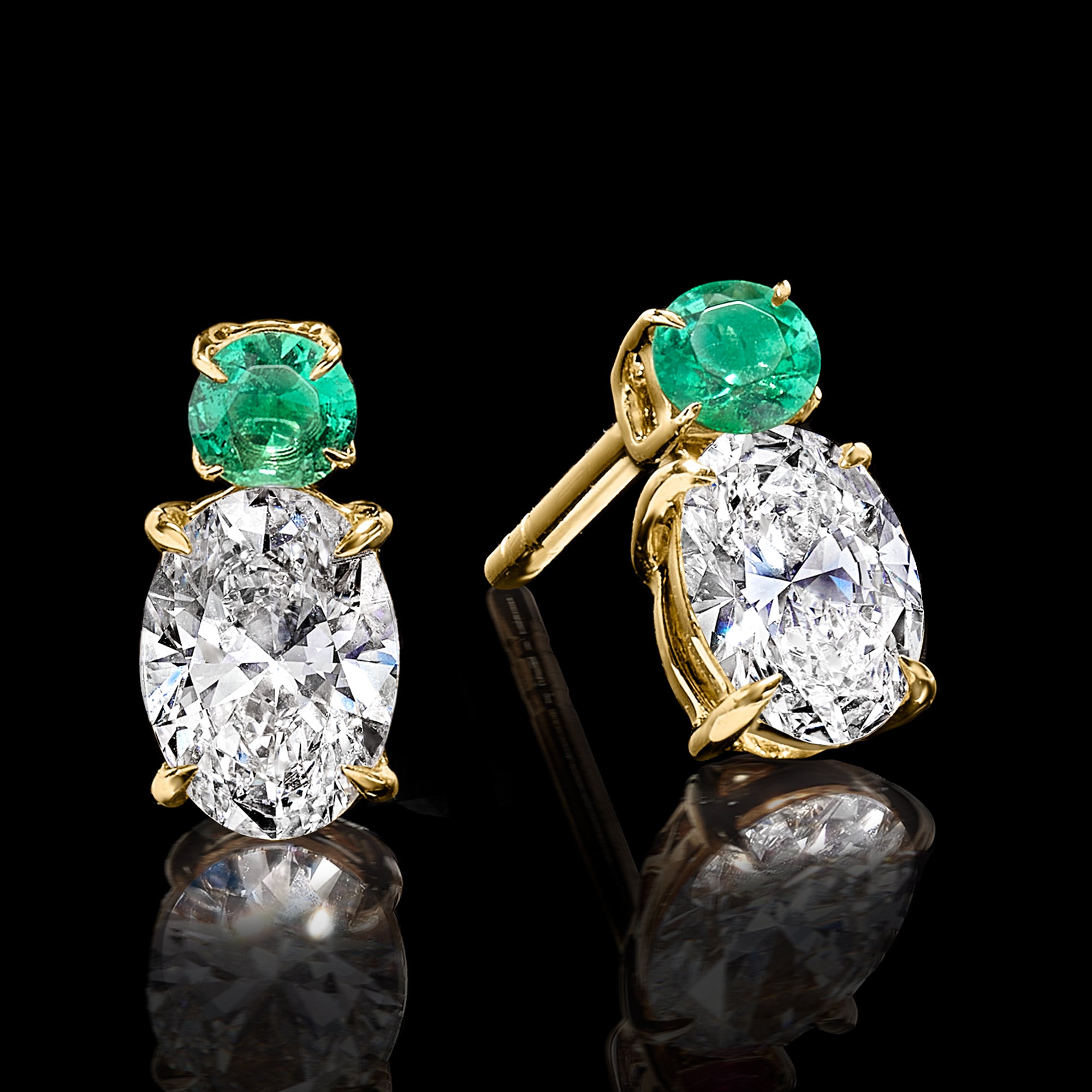 1.00 ct. t.w. Lab-Grown Diamond Drop Earrings with .10 ct. t.w. Emeralds in 14kt Yellow Gold L39725