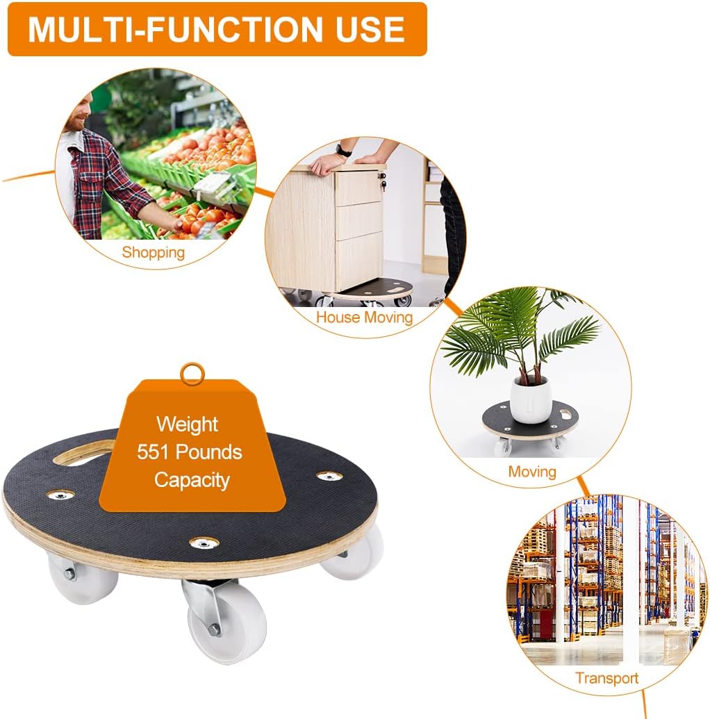 15-Inch Round Wood Platform Dolly with 2 Wheels P9675