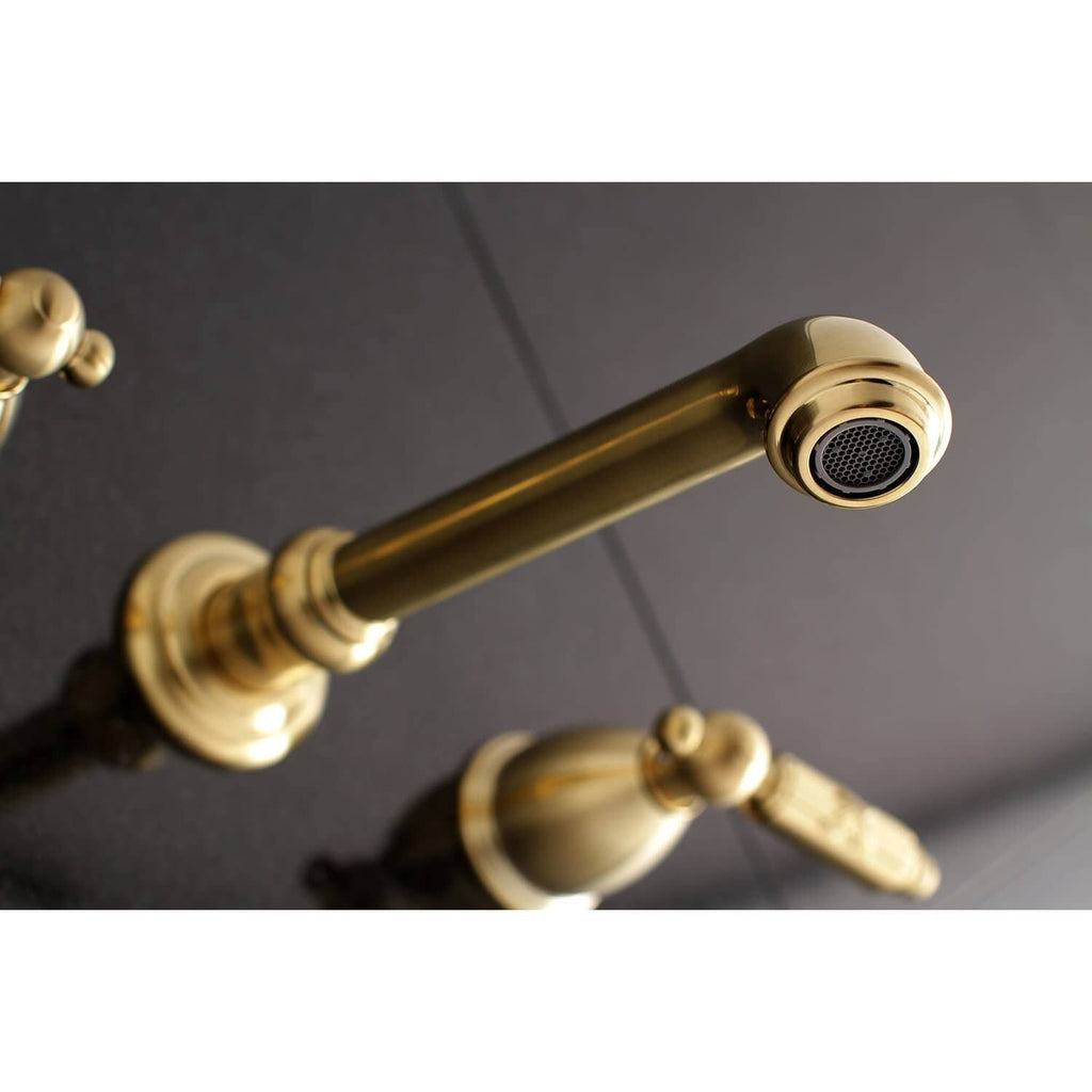 Polished Nickel 8-Inch Center Wall Mount Bathroom Faucet R73678