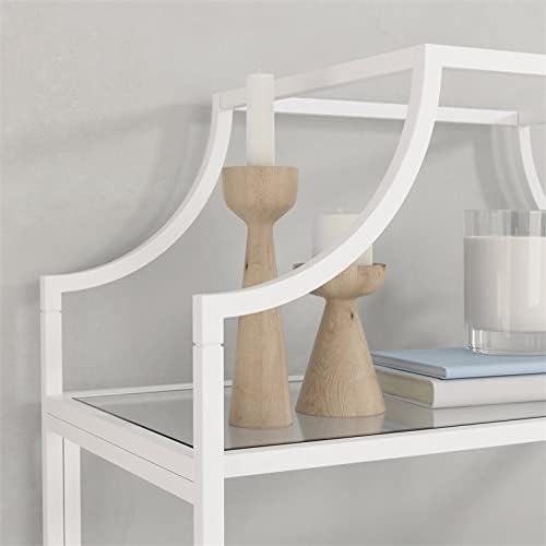 5 Shelf Metal Framed Glass Bookcase in Flat White P303