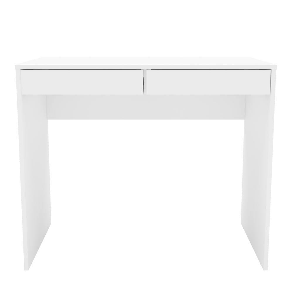 White 2 Drawer Writing Desk with Built-in Storage D296812