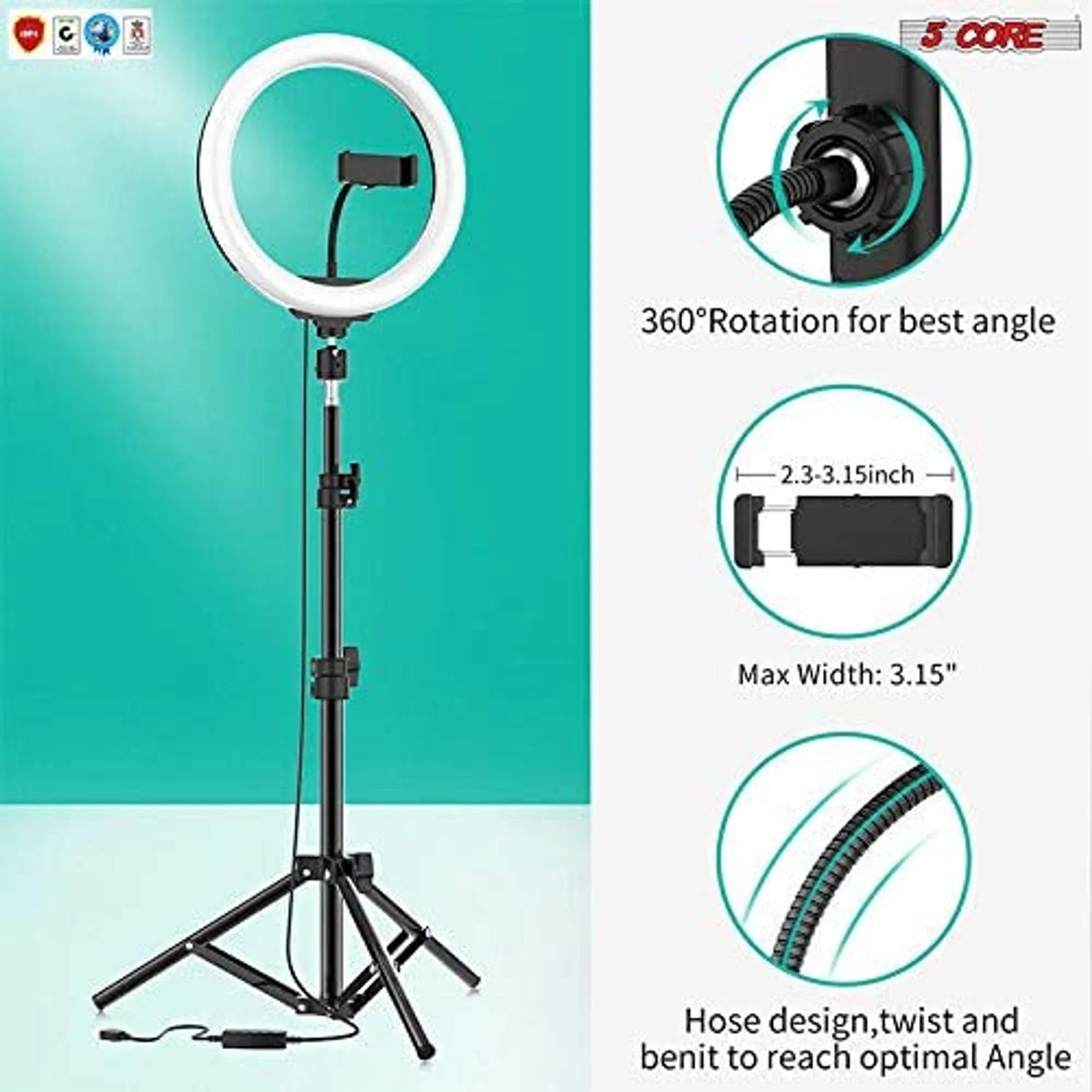 10" LED Ring Light with Tripod Stand Phone Holder E53770