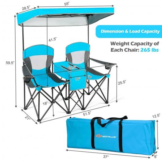 Blue Folding Camping Canopy Chair with Cup Holder Y921