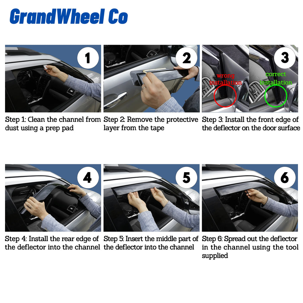 4 pcs Smoke Tinted In-channel Side Window Vent Visor Deflectors Rain Guards C222