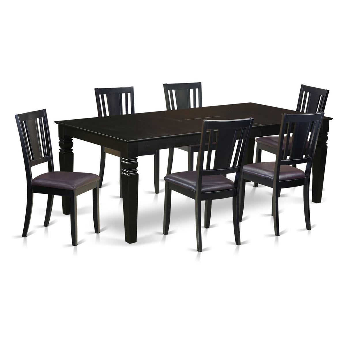 7-piece Wood Dining Table and Chair Set in Black X594
