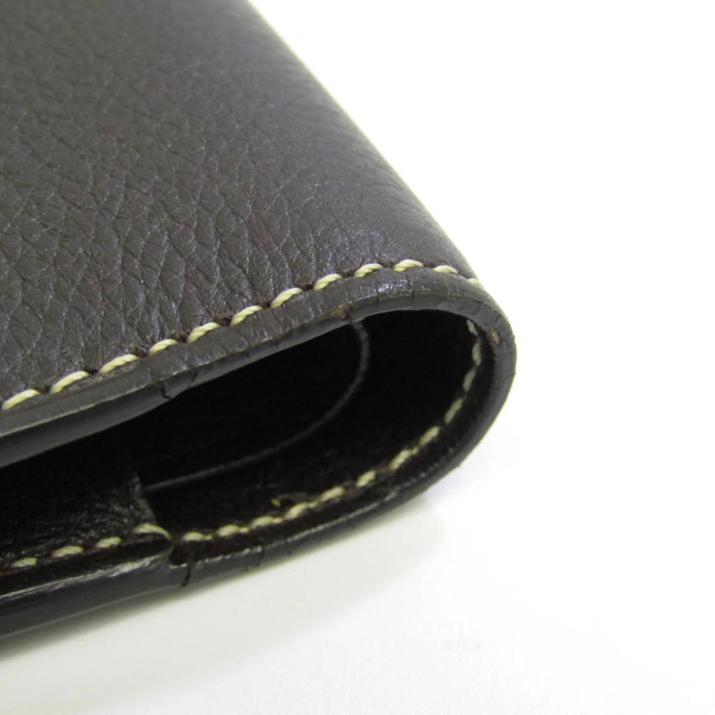 Dark Brown Leather Bi-Fold Wallet F561
