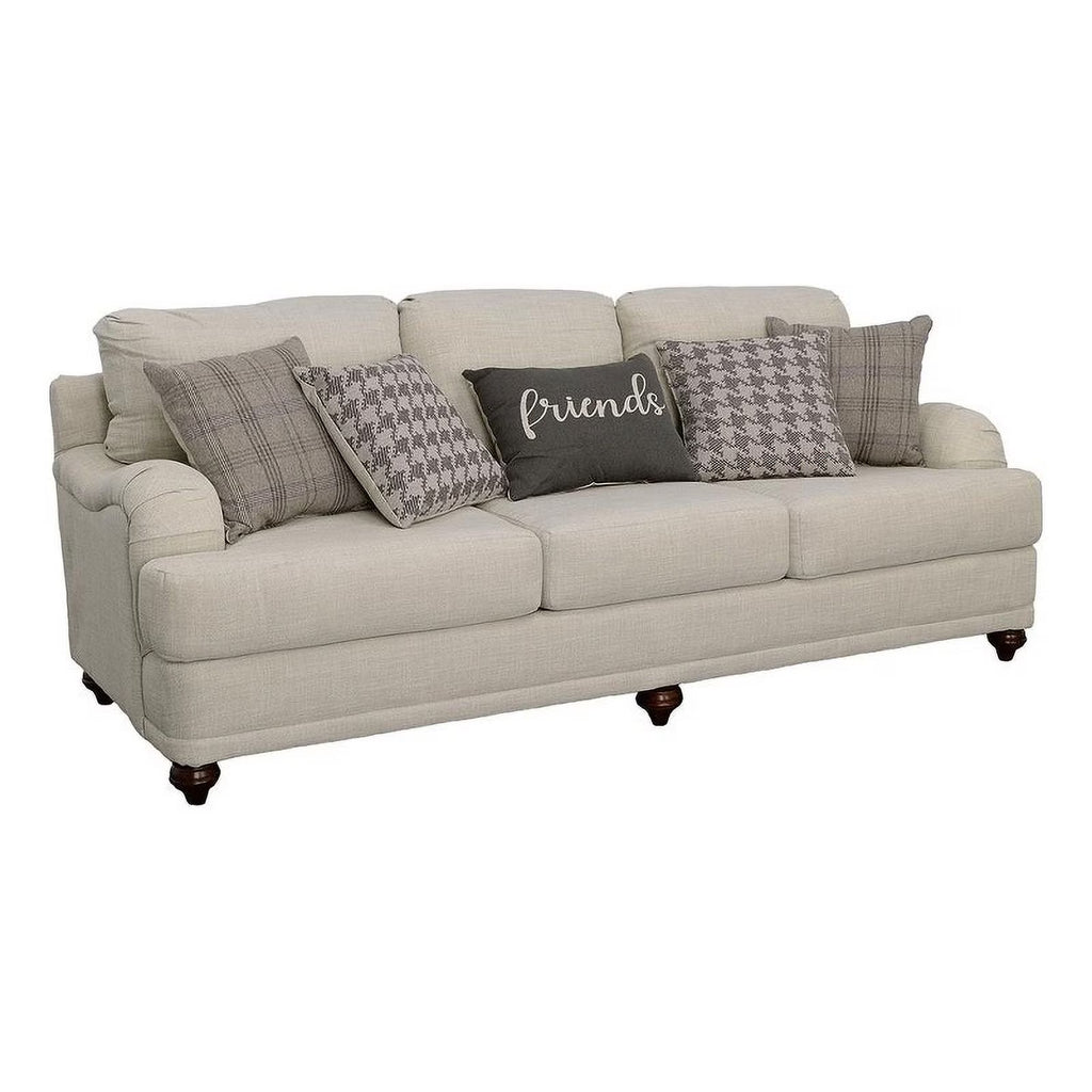 Light Gray Fabric Upholstered Cushion Back Sofa A4305