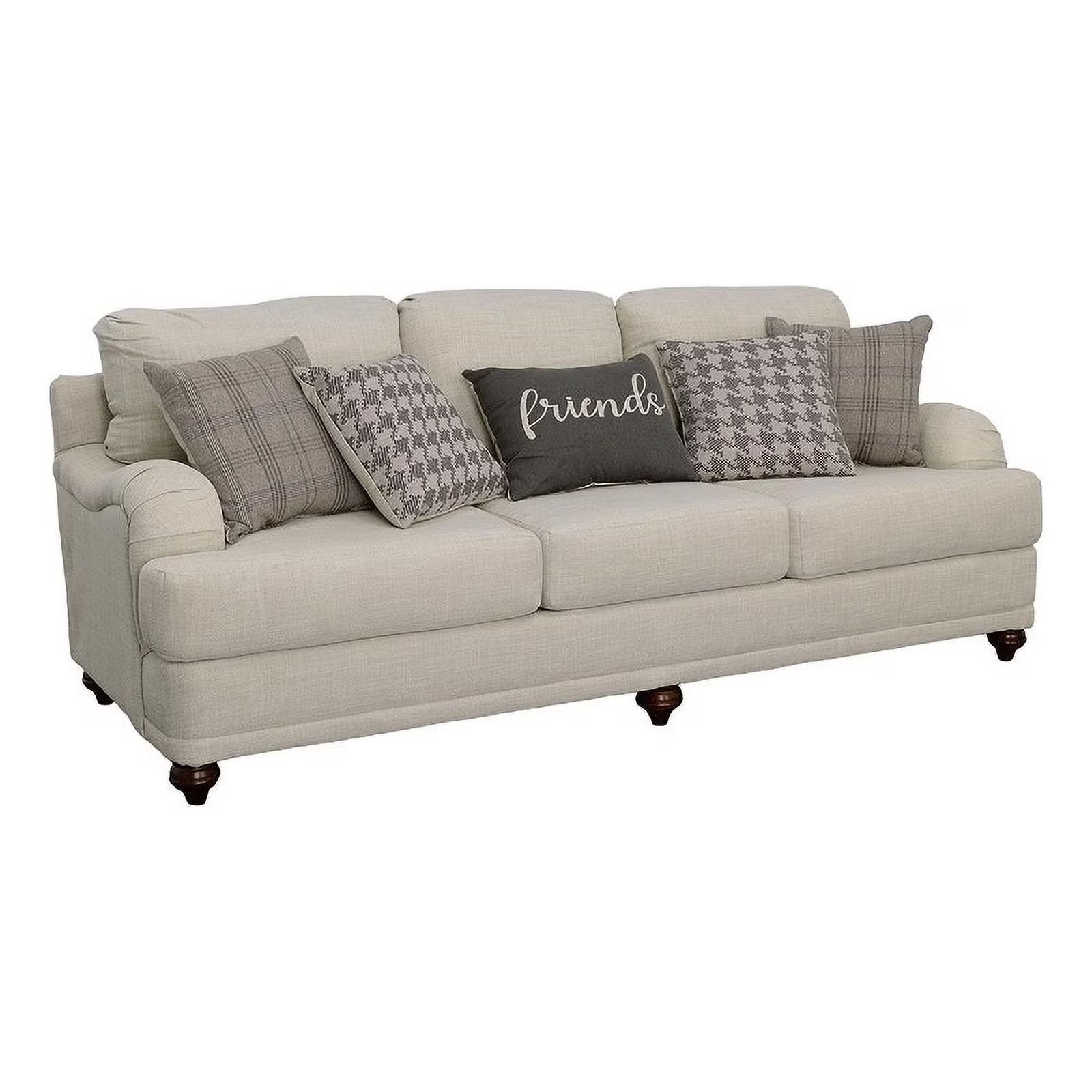 Light Gray Fabric Upholstered Cushion Back Sofa A4305