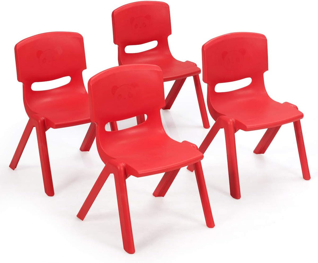 Blue Plastic Stackable Kids Chairs, 4 Pack, 11 inch Seat Height H7885