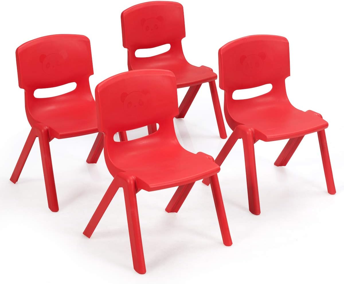 Blue Plastic Stackable Kids Chairs, 4 Pack, 11 inch Seat Height H7885
