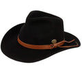 Wool Felt Outback Fedora with Faux Leather Band A827