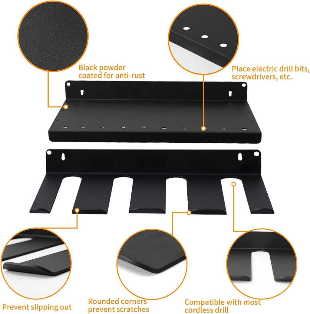 Wall Mounted Metal Drill Storage Rack, Pack of 2 O726988
