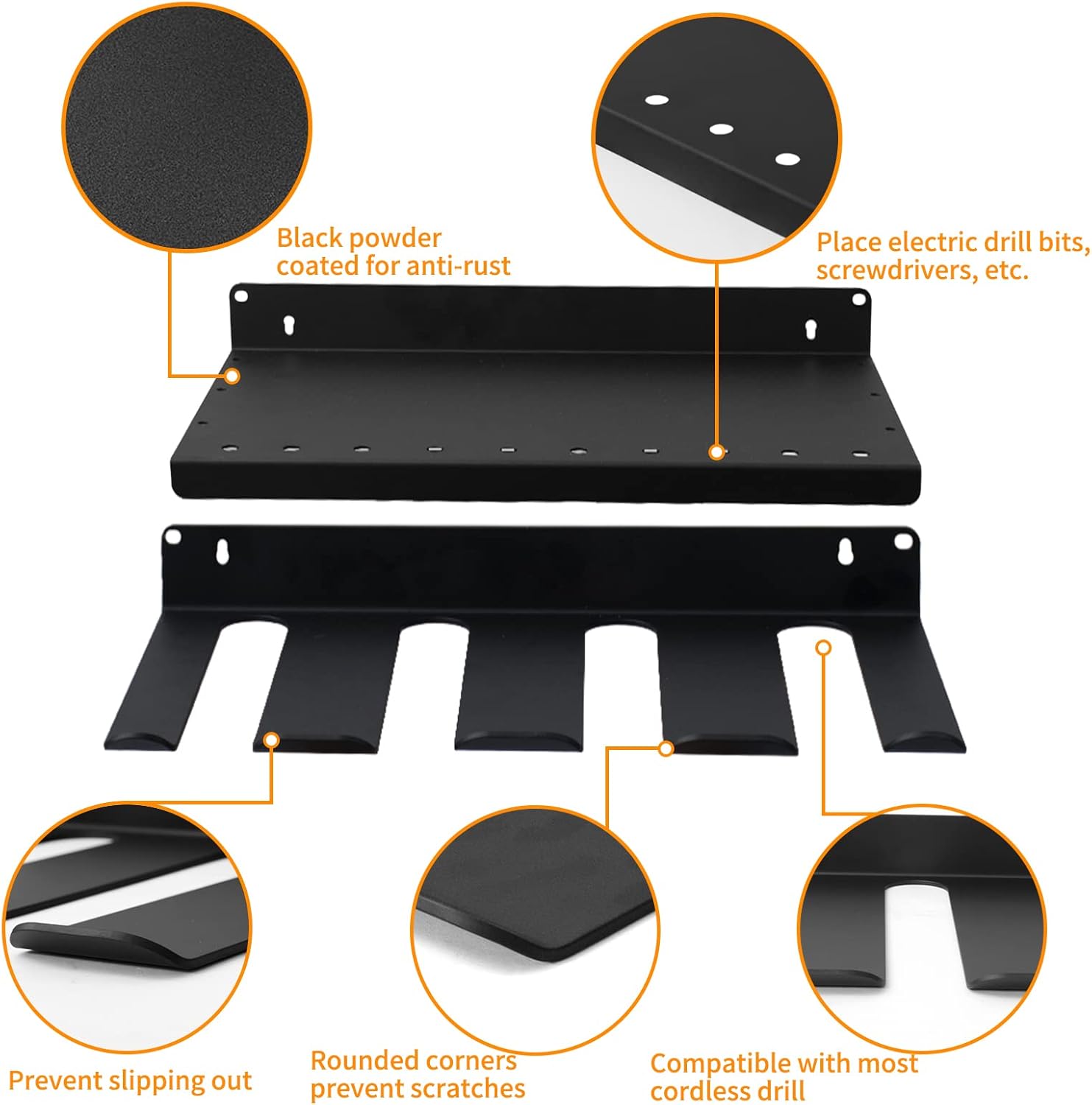 Wall Mounted Metal Drill Storage Rack, Pack of 2 O726988