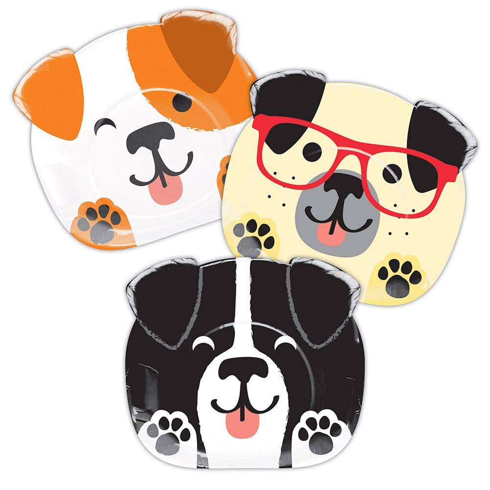 Shaped Plate 9x22 Assorted Dogs 12/8ct U51376