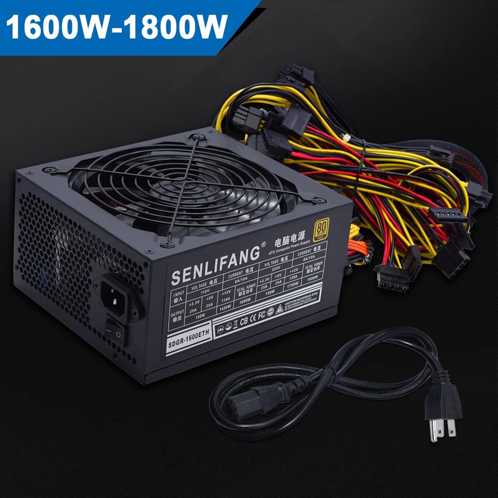 1800W PSU Mining Power Supply with 1.5m US Plug Adapter Cable C65775