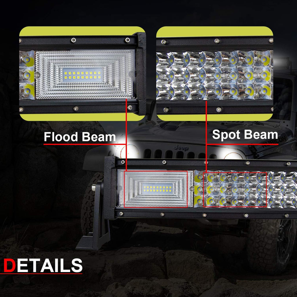 22 inch 7D 324W Triple Row LED Light Bar Spot Flood Combo Beam Waterproof 20000LM Pack of 2 L98461