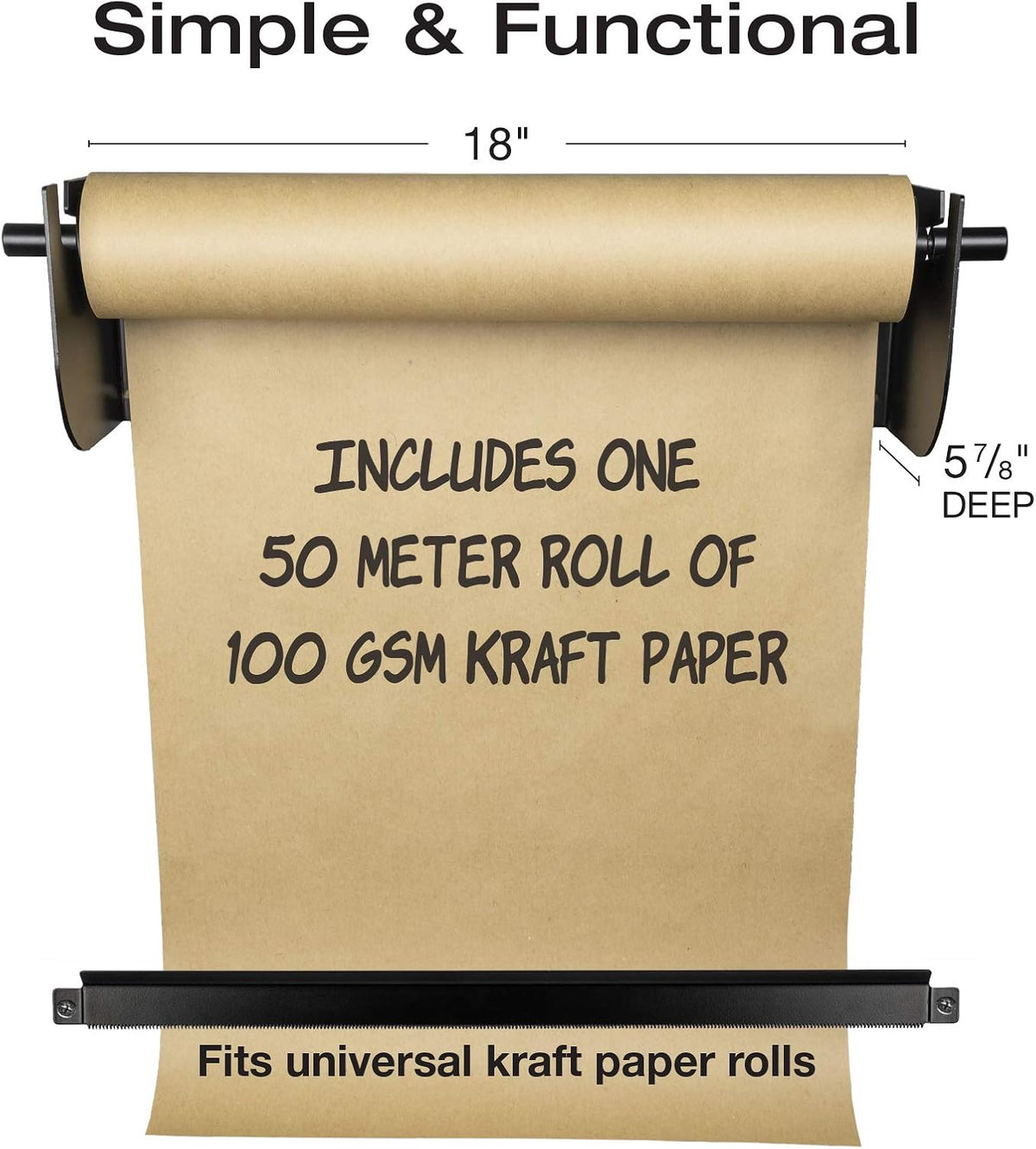 Wall Mounted Kraft Paper Dispenser & Cutter with 50 Meter Kraft Paper Roll, 12 Inches Wide, Pack of 2 B76153