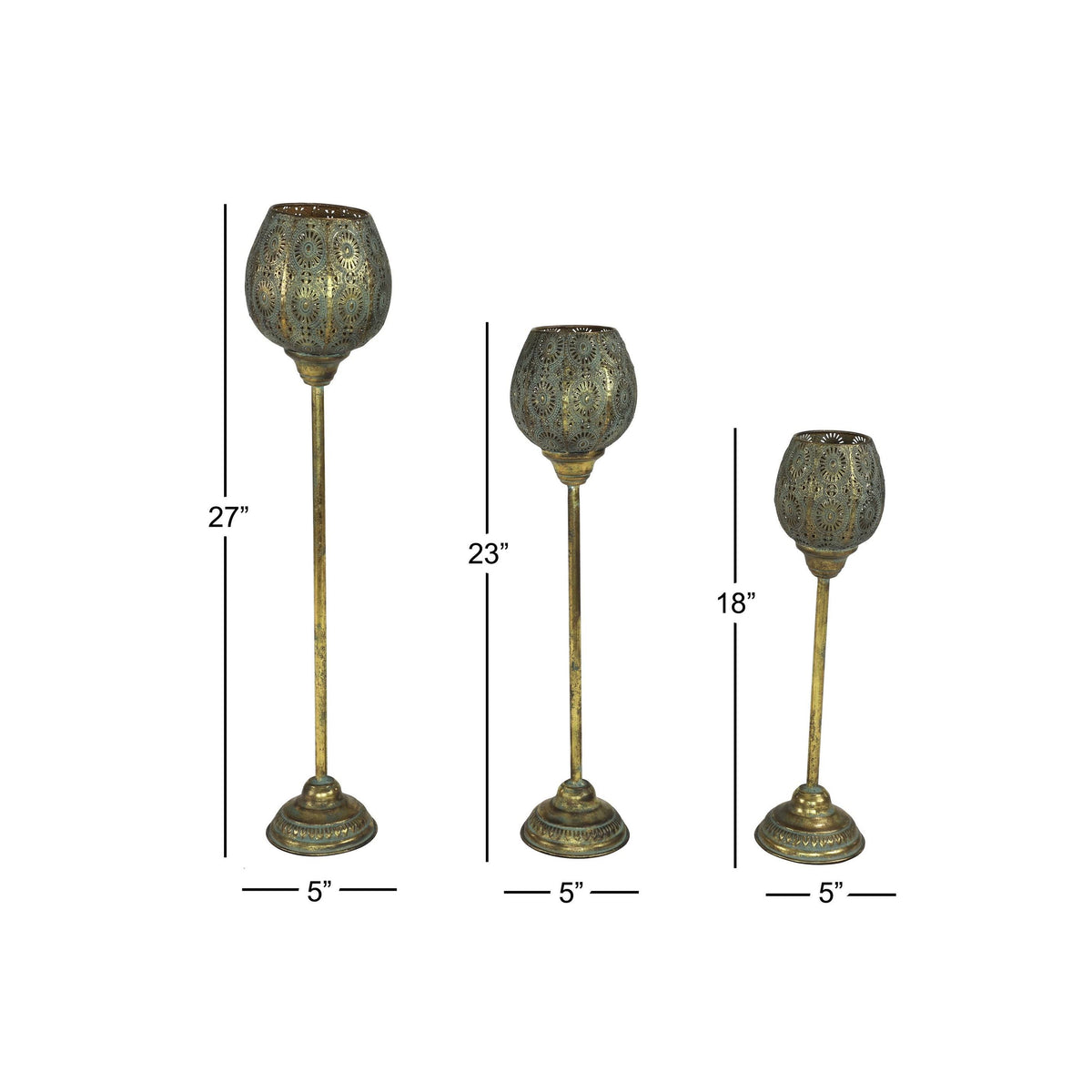 Tall Decorative Pierced Metal Candle Holders (Set of 3) W833419