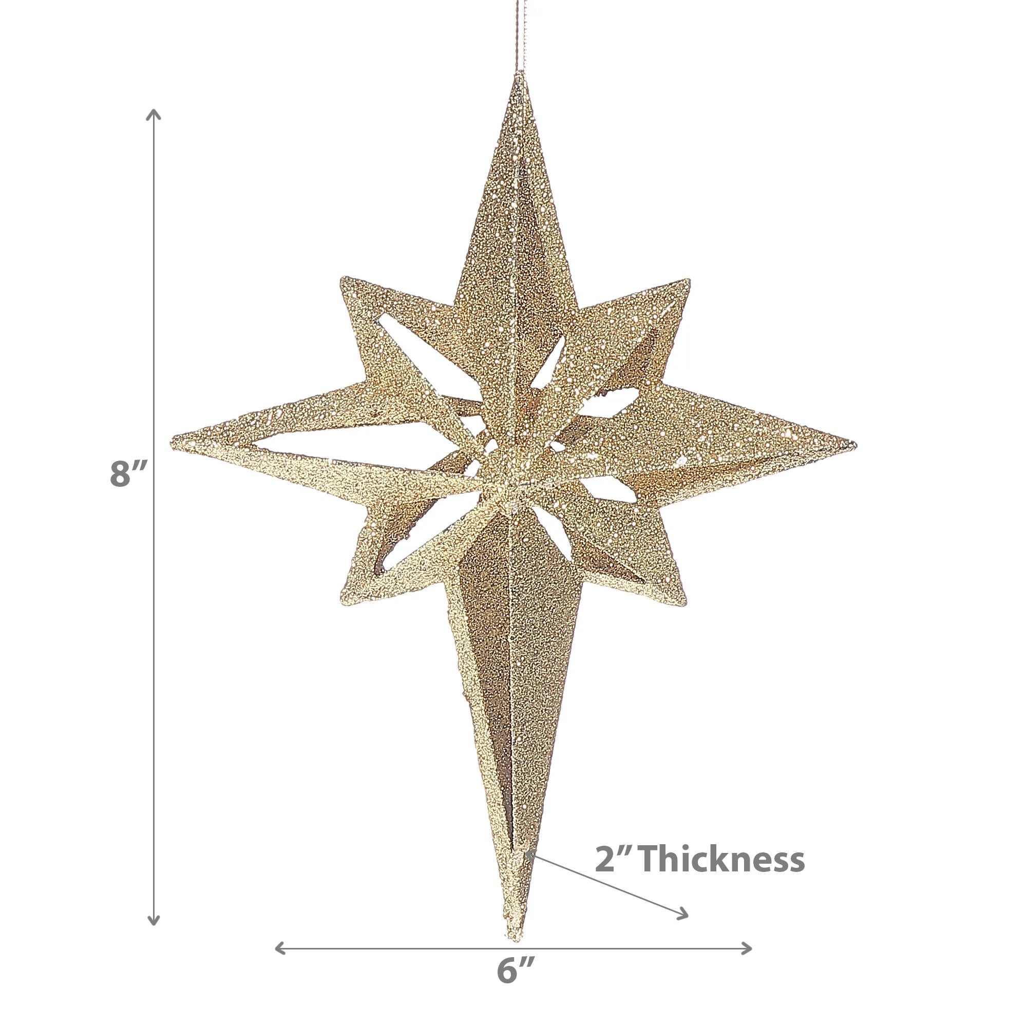 Gold Glitter Ornament Star - Set of 12 E72316