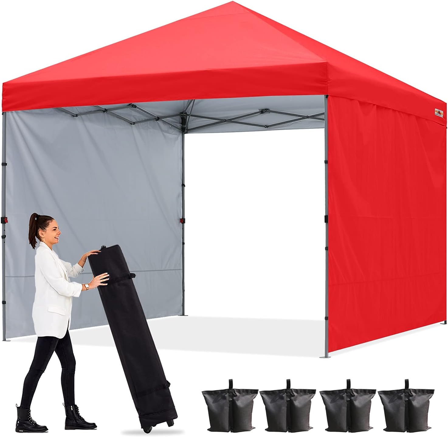 Black Pop up Canopy Tent with 2 Sun Wall 10x10 Z77070