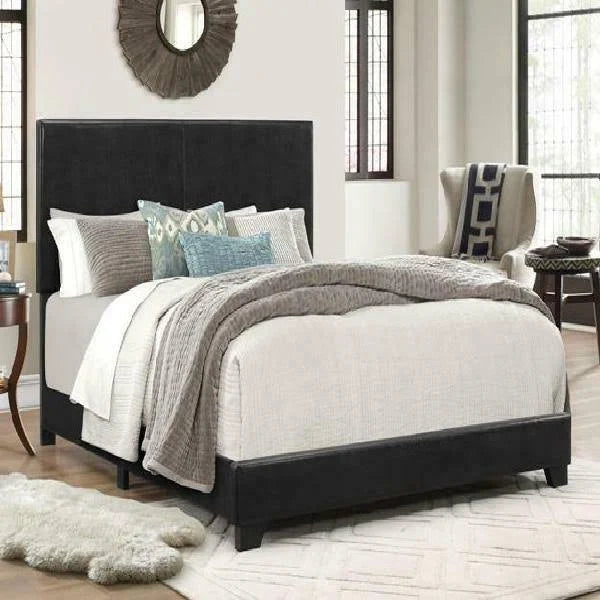 Black Faux Leather California King Bed J29322